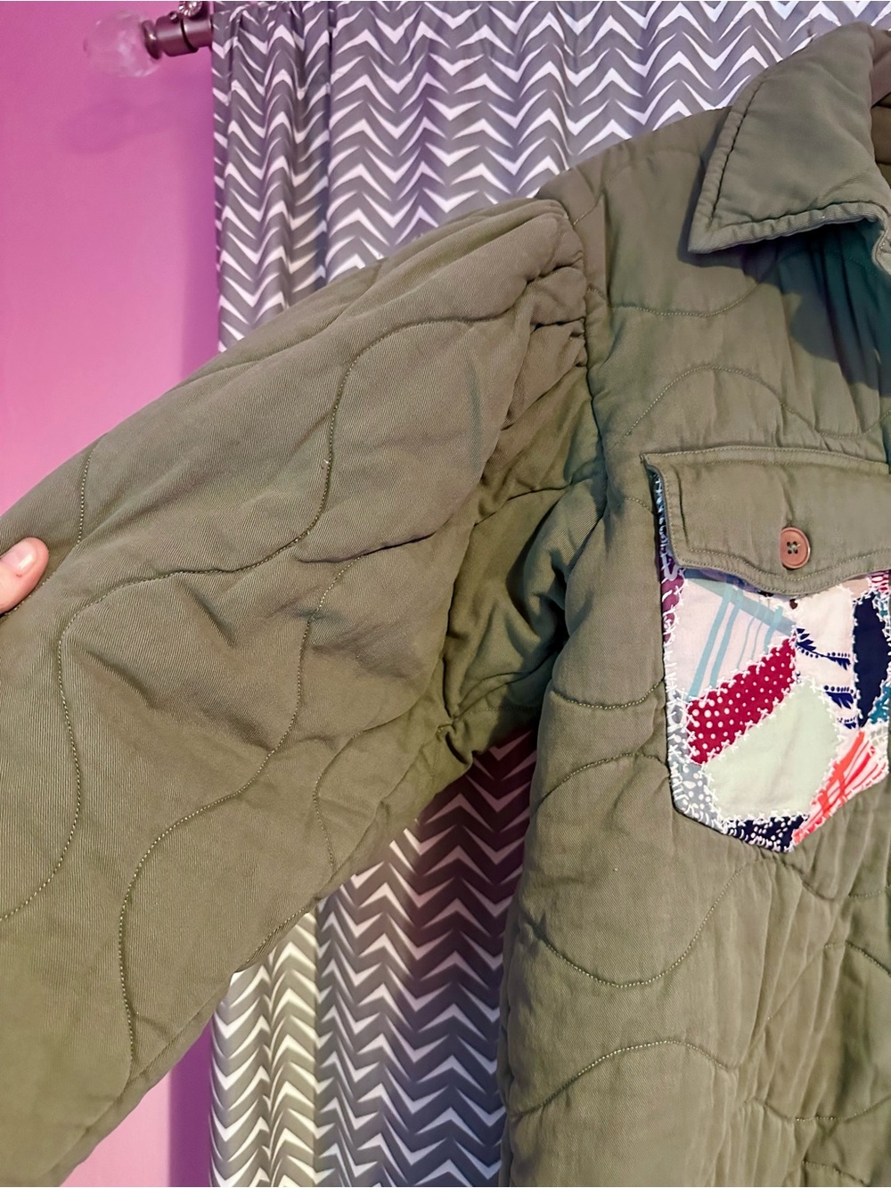 NWT SEA New York | Patchwork Shacket Army, size S - Picture 4 of 7